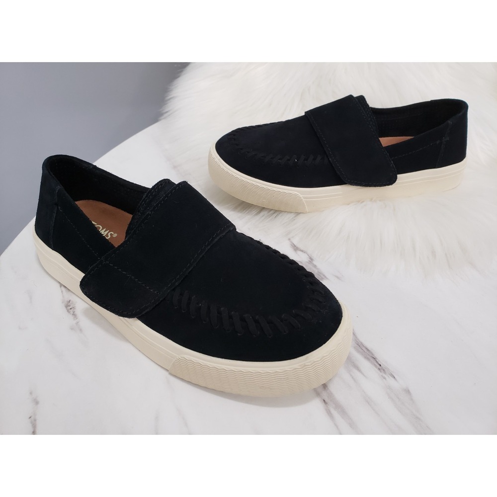 TOMS Altair Black Felt Suede Sneakers Women's Size 6 Slip on Hook-n-Loop Strap